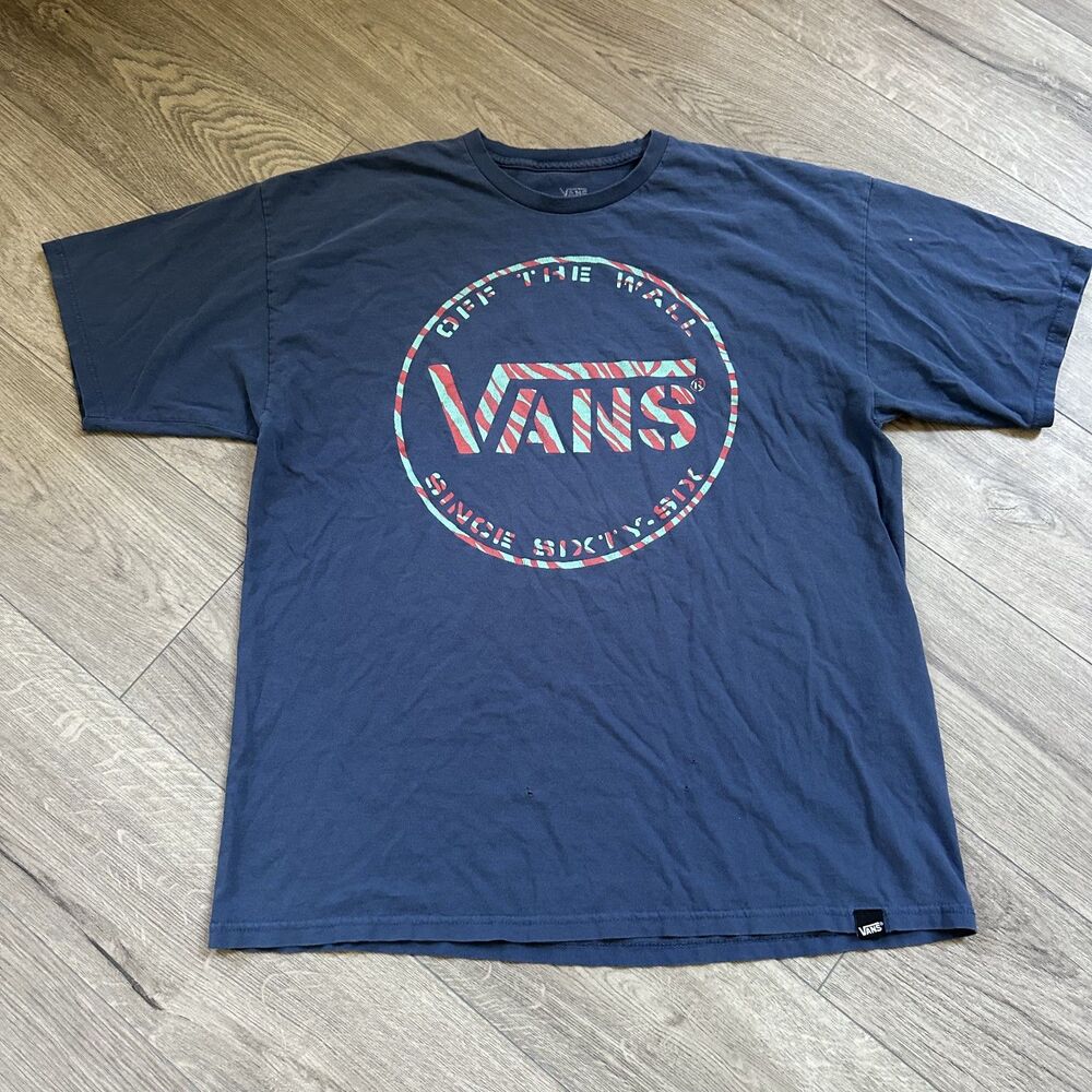 Y2K Vans Circle Logo Graphic Tee - Navy